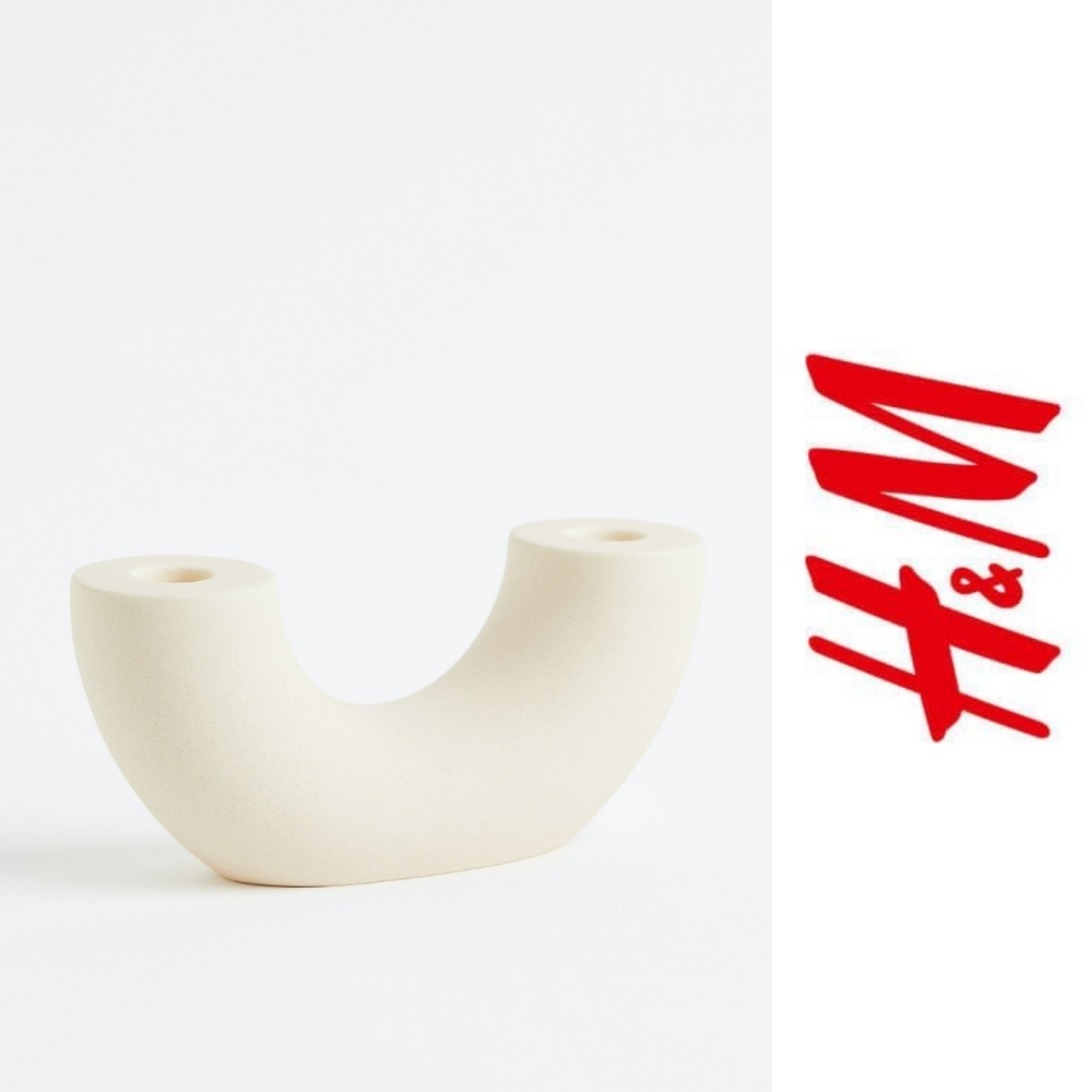 H&M Cream Arch Dual Candlestick Holder